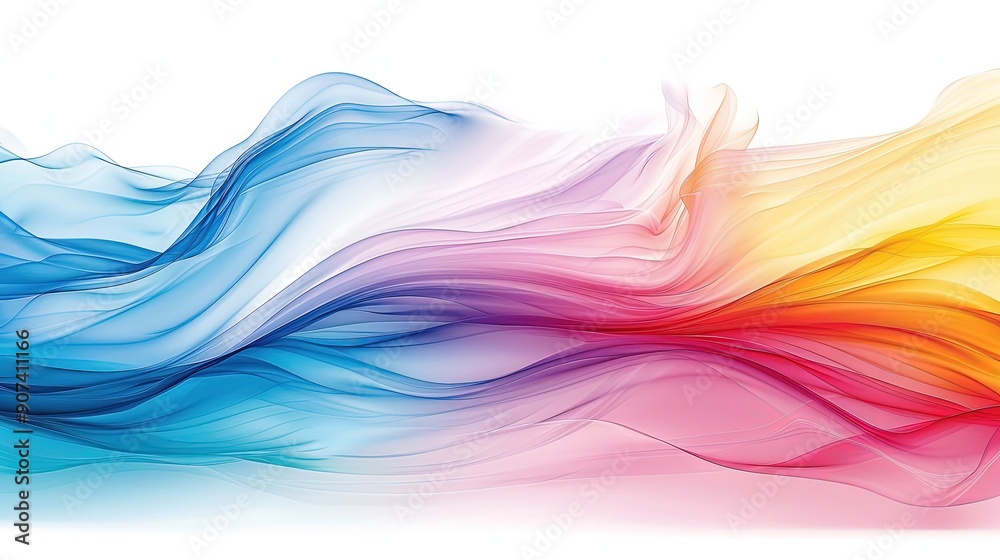 Watercolor Painting Depicting a Vibrant, Flowing Wave