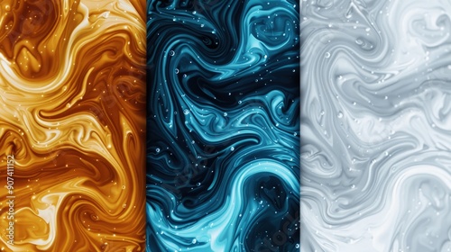 Colorful Swirls with Glossy Texture and White Outlines photo