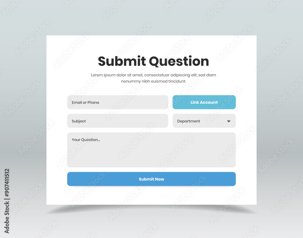 Ask question and query contact form template design for web and mobile app