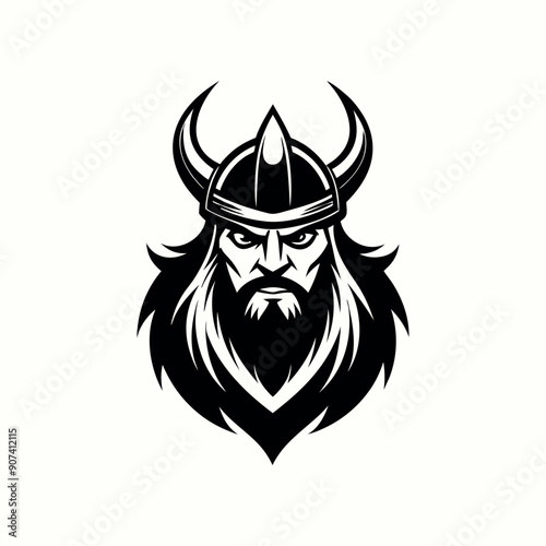 Modern Viking Head silhouette. Minimal powerful modern viking head logo. use logo t shirt 