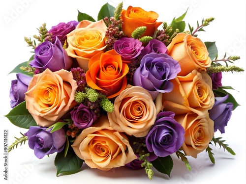 bouquet of roses on white background