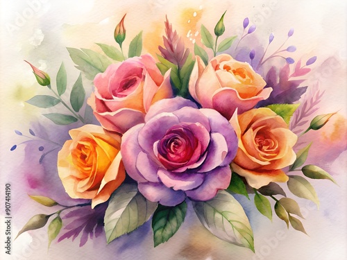 bouquet of roses on white background