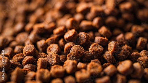 A pile of dog food is shown in a close up photo