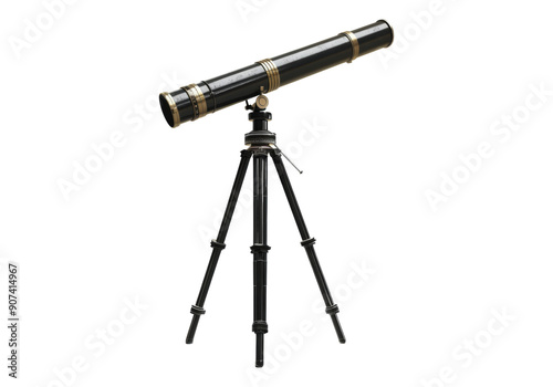 telescope on tripod isolated on transparent background.