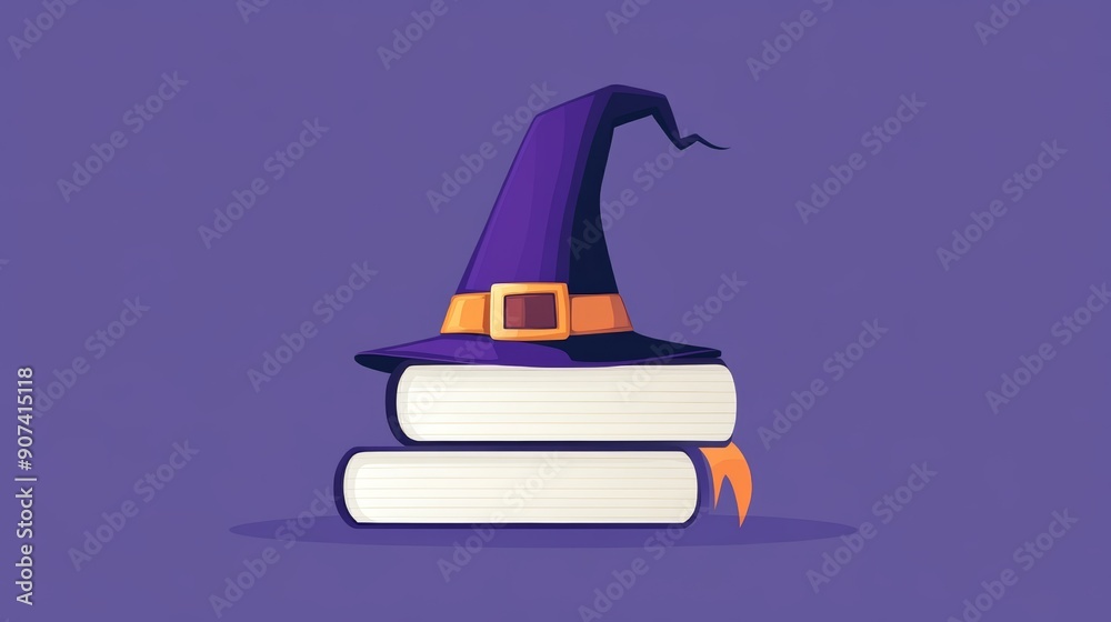 Enchanting Reads: A cartoon witch's hat perched on a stack of books, conjuring a whimsical world of magic and literature. Enchanting Reads: A cartoon witch's hat perched on a stack of books, conjuring a whimsical world of magic and literature.