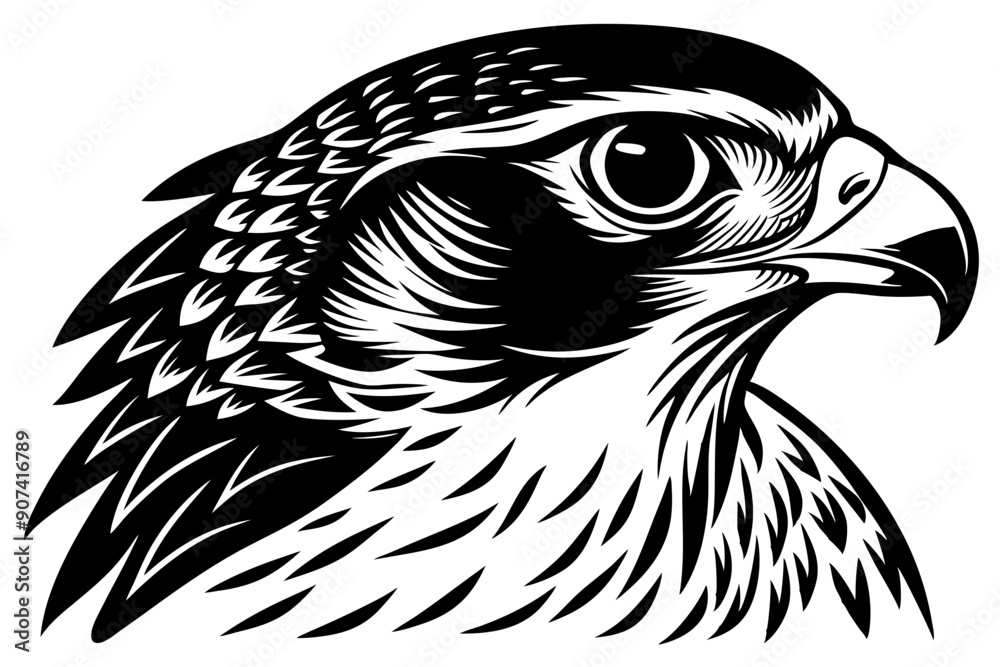Obraz premium falcon head vector silhouette, eagle head icon