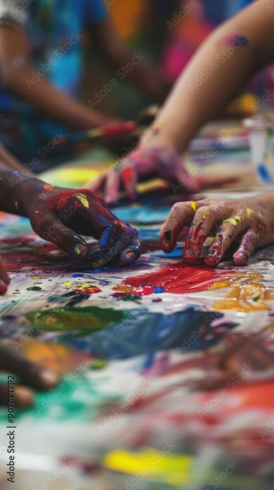 Colorful Hands Painting on Canvas. Colorful Hands Painting on Canvas.