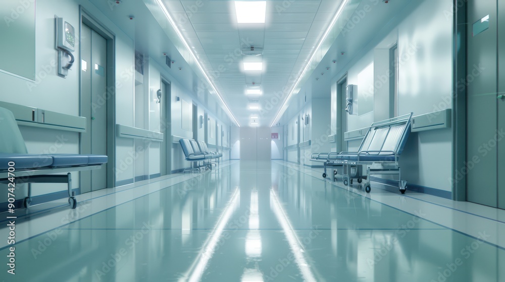 clean empty hospital ward ready receive patients reflecting modern medical care clean empty hospital ward ready receive patients reflecting modern medical care