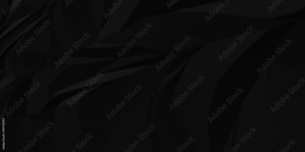 Fototapeta premium Dark black crumpled paper texture background. black crumpled and top view textures can be used for background of text or any contents. 