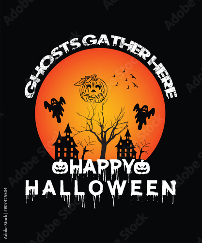 Happy Halloween Vector T-Shirt Design, Template