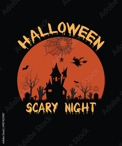 Happy Halloween Vector T-Shirt Design, Template