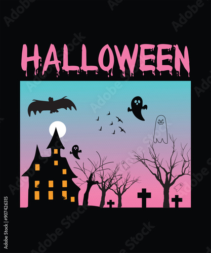 Happy Halloween Vector T-Shirt Design, Template