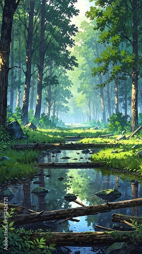 bialowieza forest polandbelarus natural wonders around the world morning view anime photo