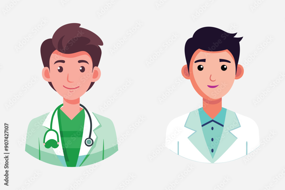 Set of Male Doctors Physician Combo Package, Logo Icon Vector art illustration design Set of Male Doctors Physician Combo Package, Logo Icon Vector art illustration design