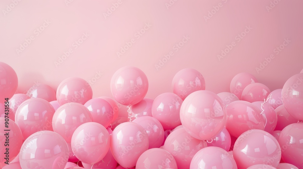 pile heliumfilled balloons against backdrop soft pink creating whimsical atmosphere pile heliumfilled balloons against backdrop soft pink creating whimsical atmosphere