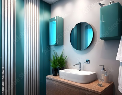 Modern bathroom interior with bathroom in a hotel interior with shower modern bathroom interior with bathtub modern bathroom with white walls modern bathroom sink photo