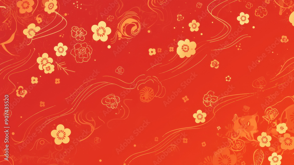 Red floral vector pattern with seamless flowers for vibrant wallpaper decor Red floral vector pattern with seamless flowers for vibrant wallpaper decor
