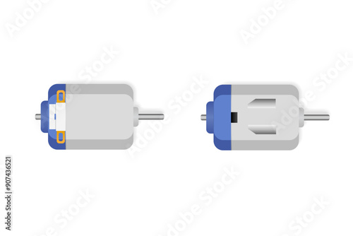 Small DC Motor in Hobby Toy on white background.