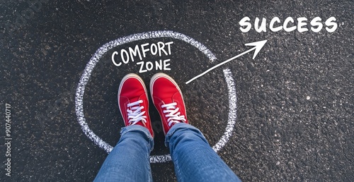 Step Out of Your Comfort Zone - Path to Success Motivational Image photo