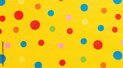 Vibrant yellow background with playful polka dots, ideal for a fun and energetic look.