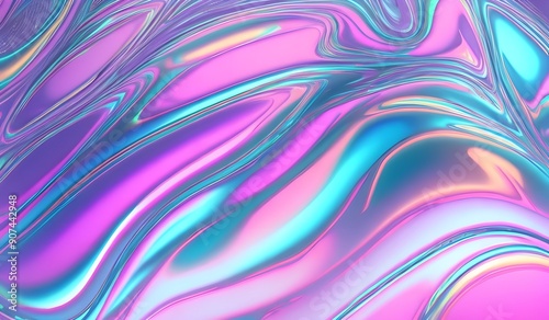 Wallpaper Mural Holographic iridescent surface with a wrinkled vaporwave texture. Trendy design featuring multiple colors in an 80's webpunk neon style. This eye-catching aesthetic is perfect for modern digital art. Torontodigital.ca
