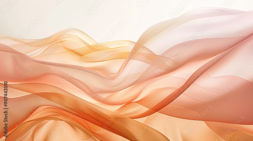 Obraz premium Elegant Curved Gradient Frosted Glass with Sienna and Peach Tones, Exuding a Modern and Sophisticated Ambiance, Ideal for Contemporary Decor and Architectural Design