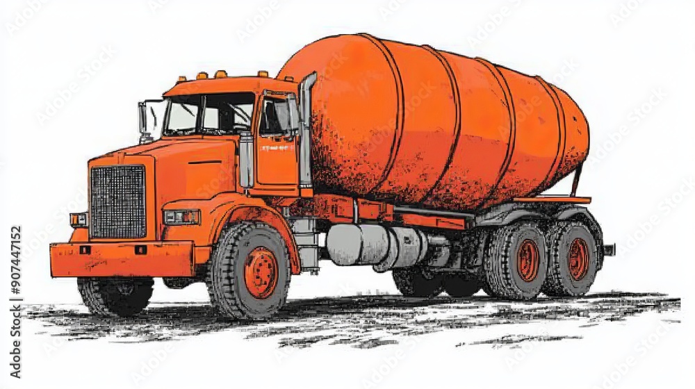 A detailed illustration of a cement mixer truck. A detailed illustration of a cement mixer truck.