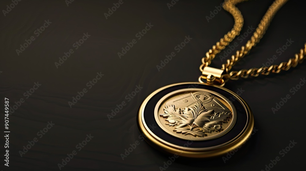 A real free space gold medal with a lot of text area - winner copy space concept A real free space gold medal with a lot of text area - winner copy space concept