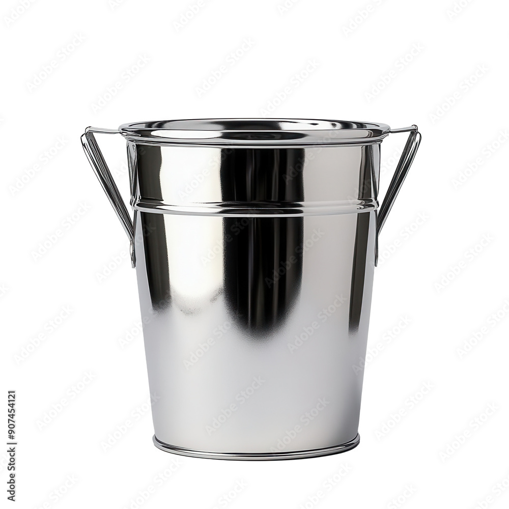 A classic metal pail on transparent background A classic metal pail on transparent background