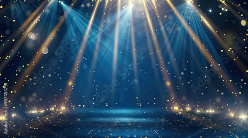 blue Maroon Golden lights rays Stage Royal Awards Graphics Background. 