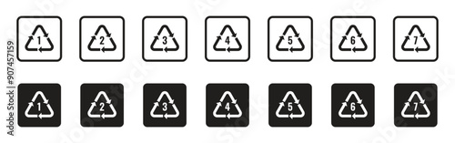 Vector Plastic Recycle Code Symbol Set