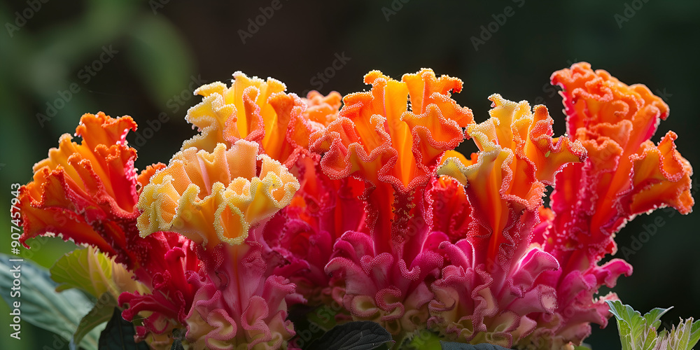 Cockscomb (Celosia) Unusual, ruffled flowers resembling a rooster's comb in bright reds, oranges, and yellows. Cockscomb (Celosia) Unusual, ruffled flowers resembling a rooster's comb in bright reds, oranges, and yellows.