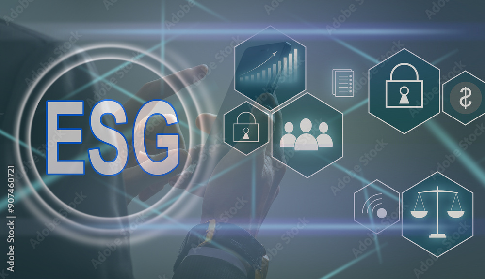 ESG icon concept, virtual screenshot in the concept of environment, society and good governance in sustainable business and ethical on the network ESG icon concept, virtual screenshot in the concept of environment, society and good governance in sustainable business and ethical on the network