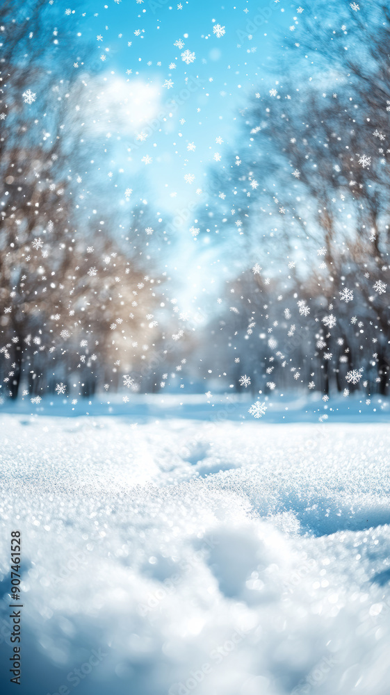 Fototapeta premium Winter Landscape with Falling Snow
