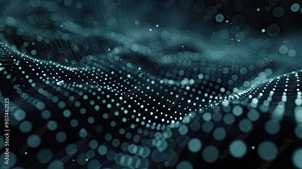 Futuristic dots background. Cyber background with particles different size. Technology particles illustration