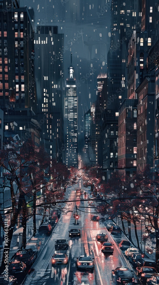 Fototapeta premium Rainy Night in the City.