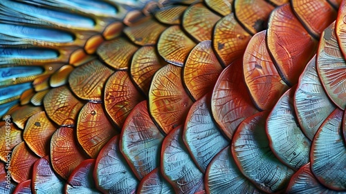 shining colorful fish scales close-up background  photo