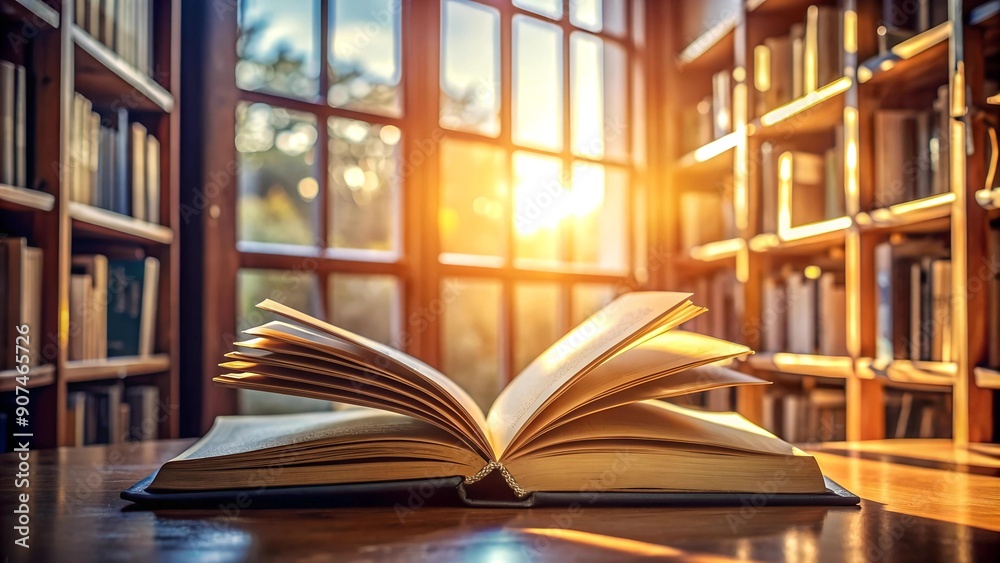 A Symphony of Words: An Open Book in a Library AI Generated A Symphony of Words: An Open Book in a Library AI Generated