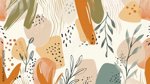 Hand drawn soft earth tones pattern