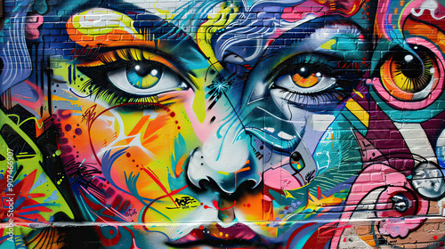 Urban Graffiti Mural Street Art Speaks in Vivid Hues Background AI Generative