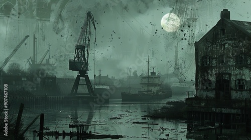 A grunge-inspired depiction of an old, abandoned shipyard with rusted cranes and decaying ships --chaos 15 --ar 16:9 --stylize 250 --v 6 Job ID: ca0f6695-6a6d-4870-8d00-7f3dafd9b3ef photo