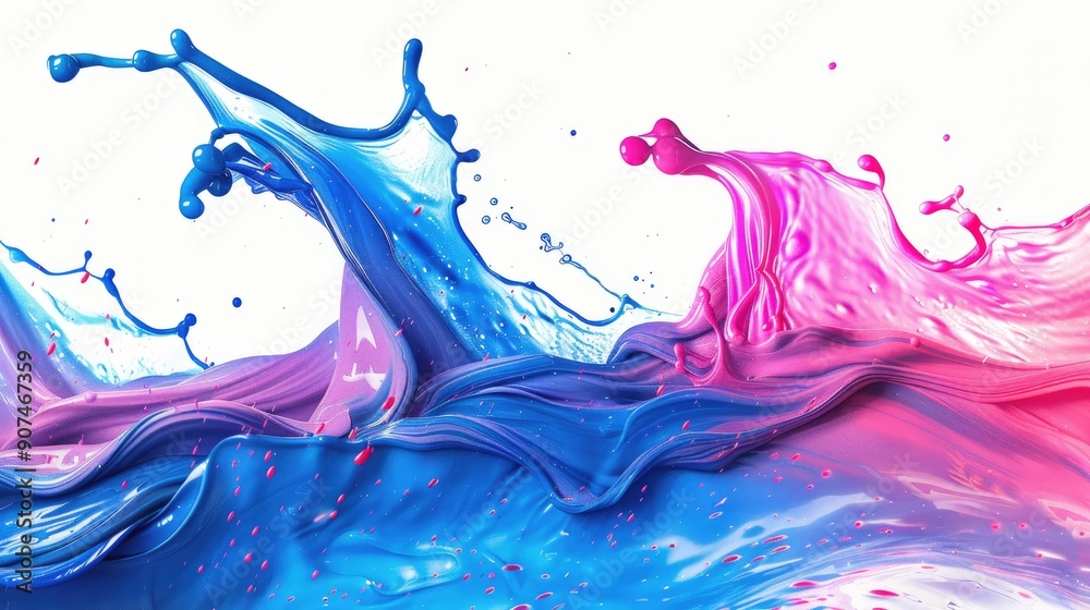 Fototapeta premium Liquid splash Color design and Paintbrush. Gradient colorful abstract background luxury abstract for a mobile screen concept