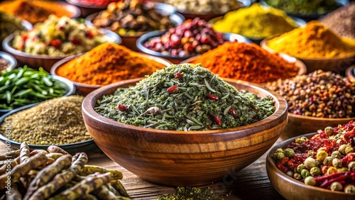 A Symphony of Spices: A Still Life of Aromatic Herbs and Spices  Generative AI © Sanook