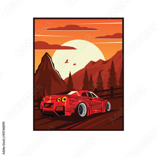 speed car on the mountain way