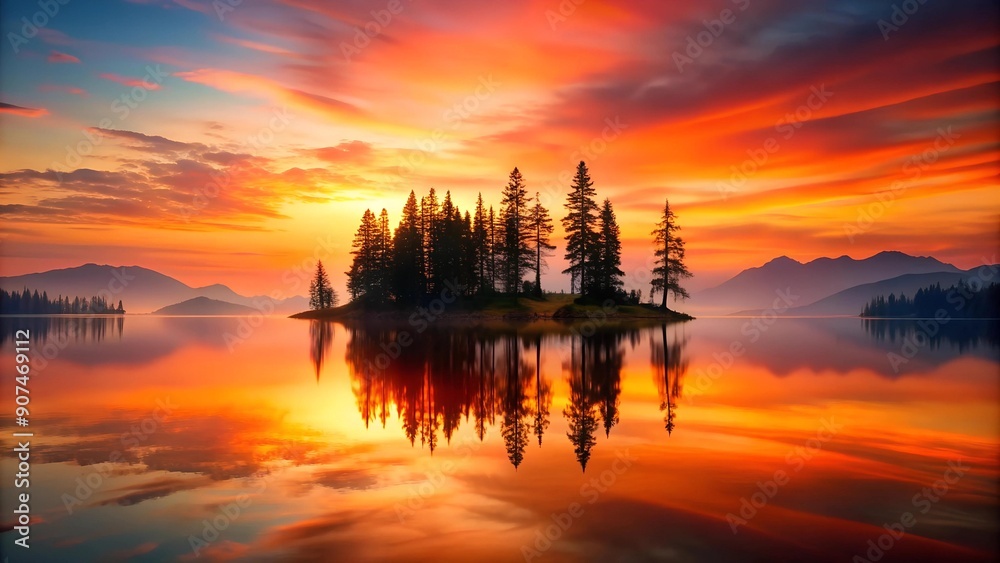 Sun-Kissed Serenity: An Abstract Mountain Island bathed in Golden Light AI Generated Sun-Kissed Serenity: An Abstract Mountain Island bathed in Golden Light AI Generated