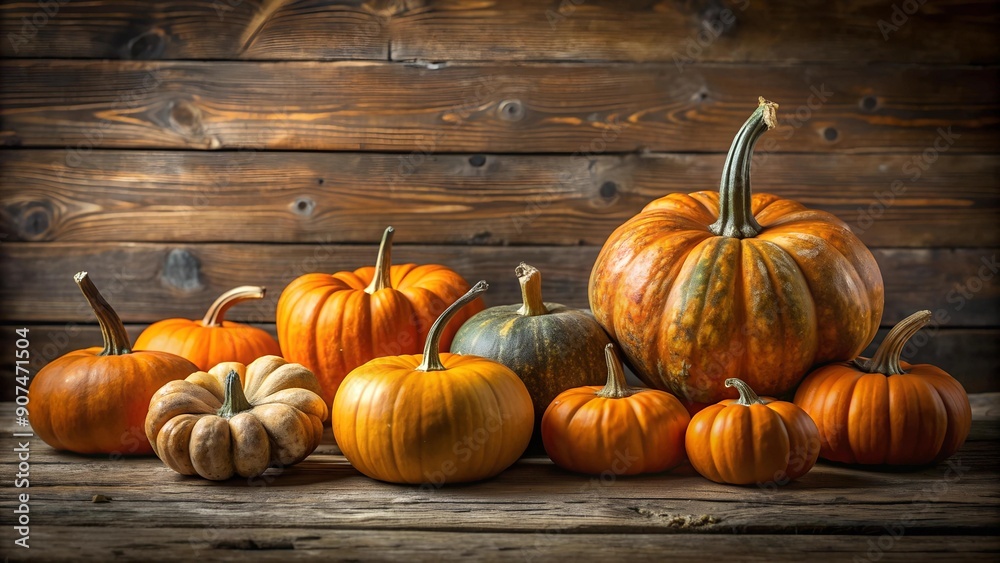 Golden Harvest: A Rustic Pumpkin Still Life Generative AI Golden Harvest: A Rustic Pumpkin Still Life Generative AI