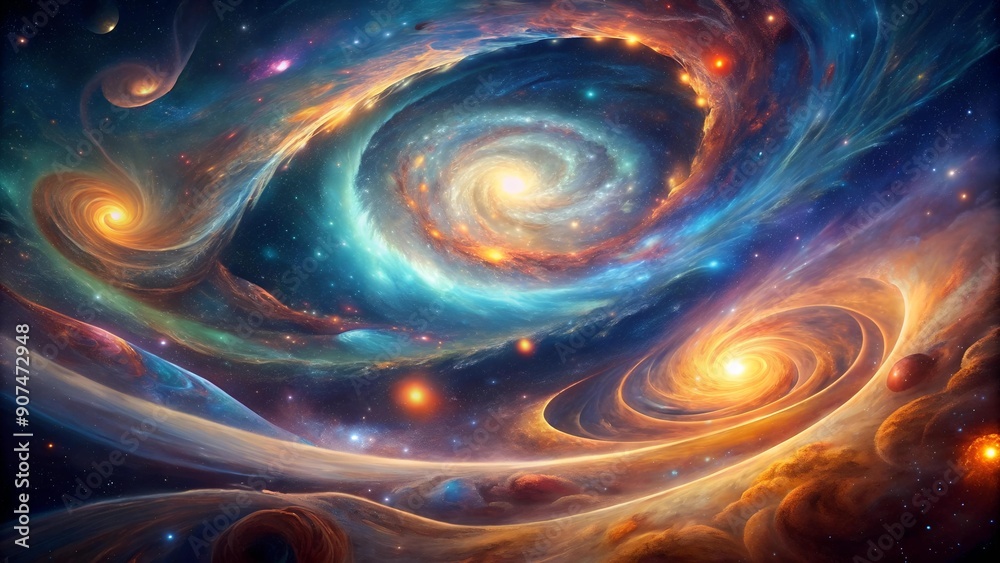 Obraz premium Celestial Tapestry: A Symphony of Cosmic Hues AI Generated