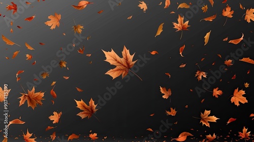 Realistic falling leaves. Autumn forest maple leaf in september season flying orange foliage from tree on ground transparent background isolated template exact vector illustration of fall autumn