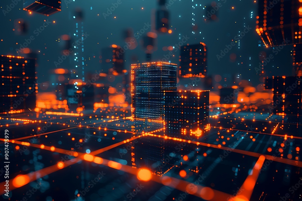 Fototapeta premium A futuristic cube network patterns Abstract digital data cube in technology future 