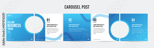 Set of minimalist business carousel post, Customize social media template design, Instagram and Linkedin carousel post, template eps 10.	
